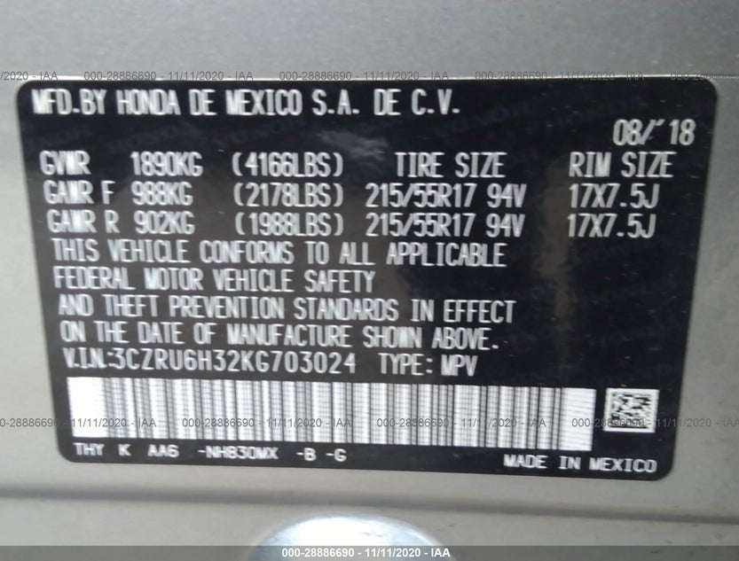 3CZRU6H32KG703024