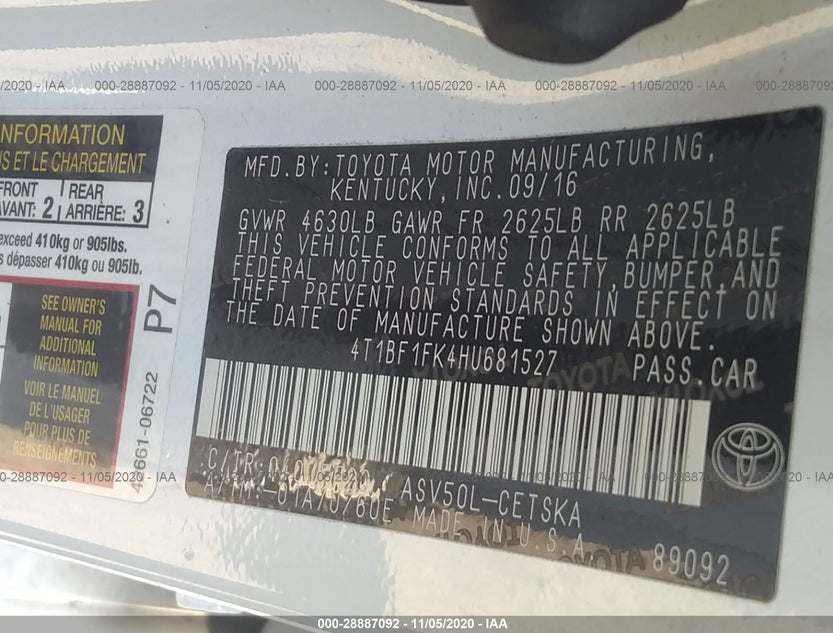 4T1BF1FK4HU681527
