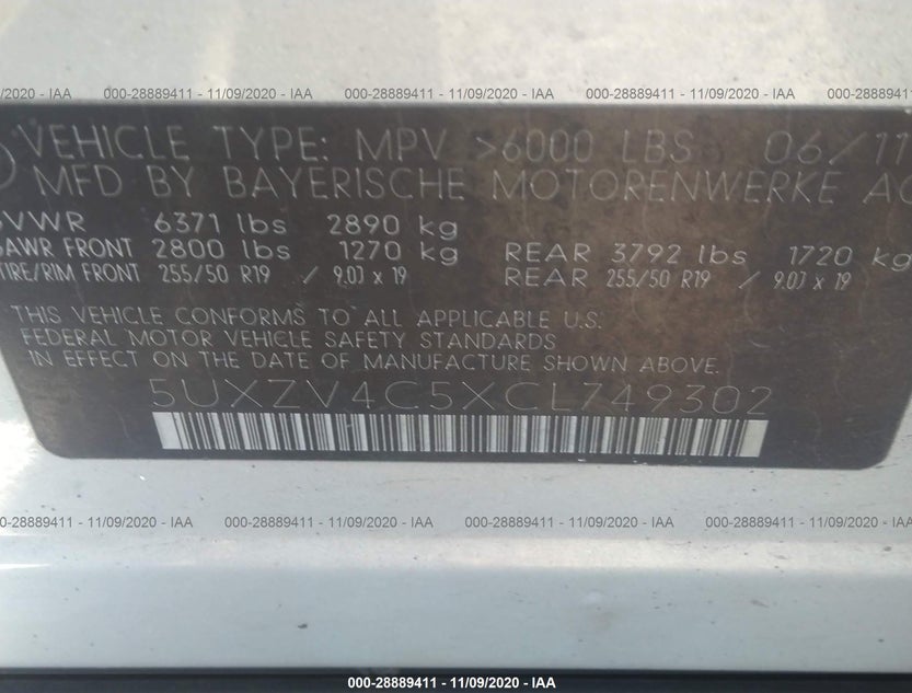 5UXZV4C5XCL749302