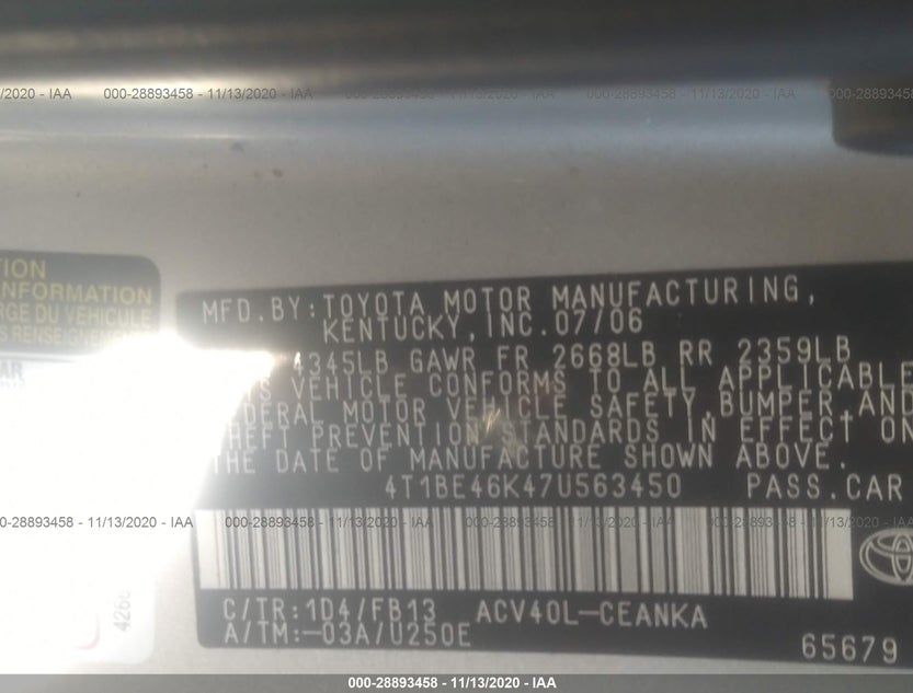 4T1BE46K47U563450
