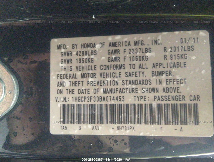 1HGCP2F33BA074453