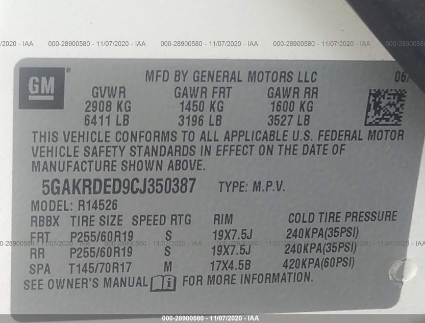 5GAKRDED9CJ350387