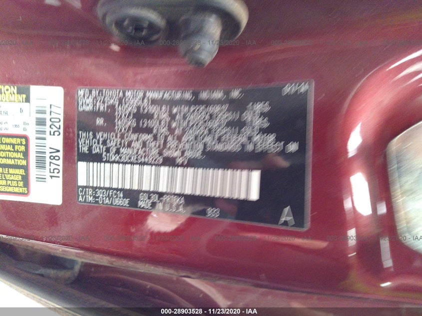 2014 Toyota Sienna Le VIN: 5TDKK3DCXES449229 Lot: 28903528