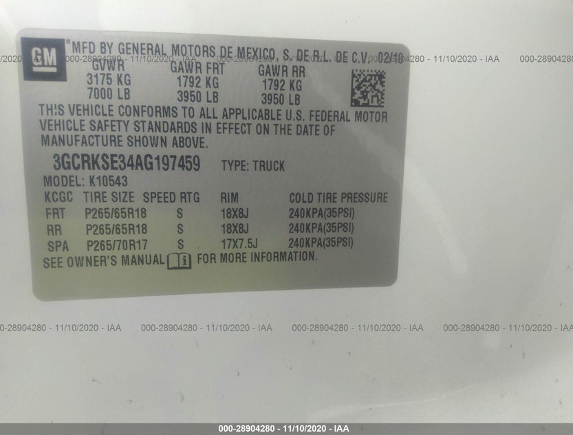 3GCRKSE34AG197459