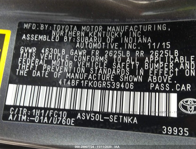 4T4BF1FK0GR539406