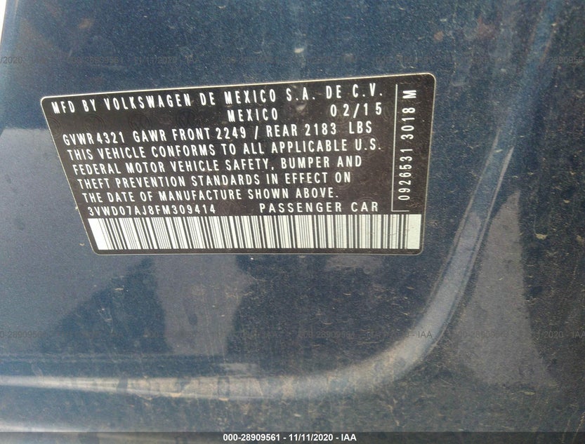 3VWD07AJ8FM309414