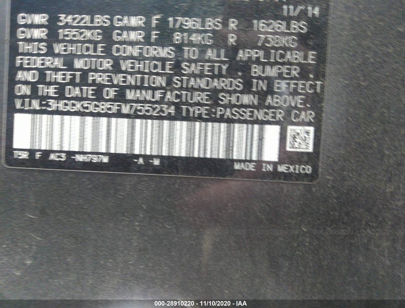3HGGK5G85FM755234