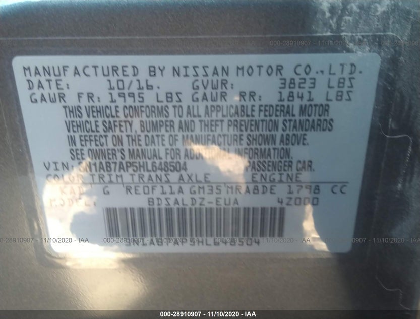 2017 Nissan SENTRA | VIN: 3N1AB7AP5HL648504 | America Motors