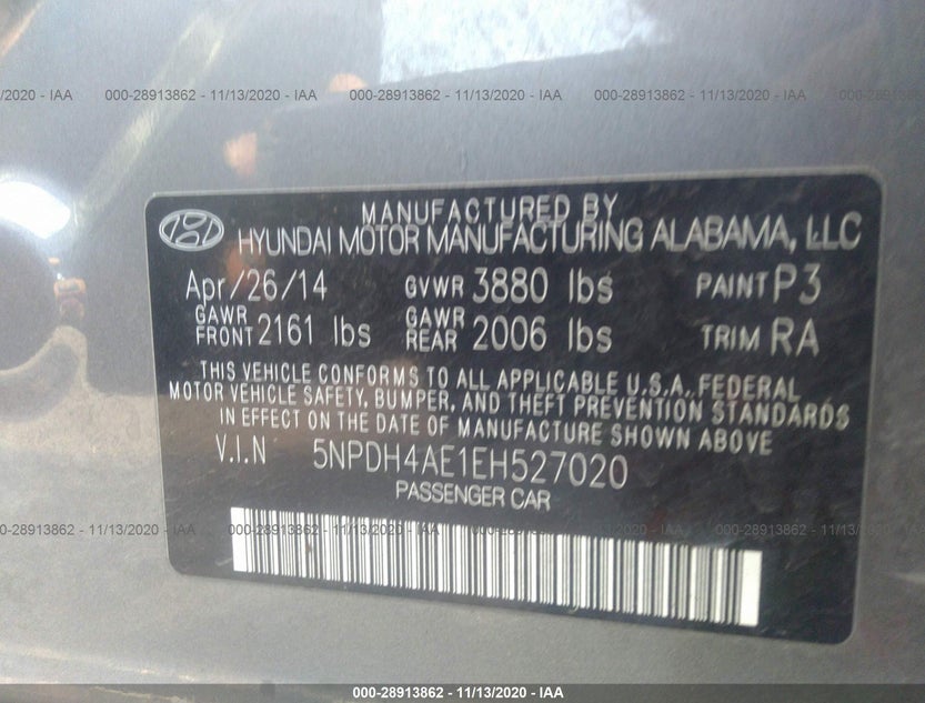 5NPDH4AE1EH527020