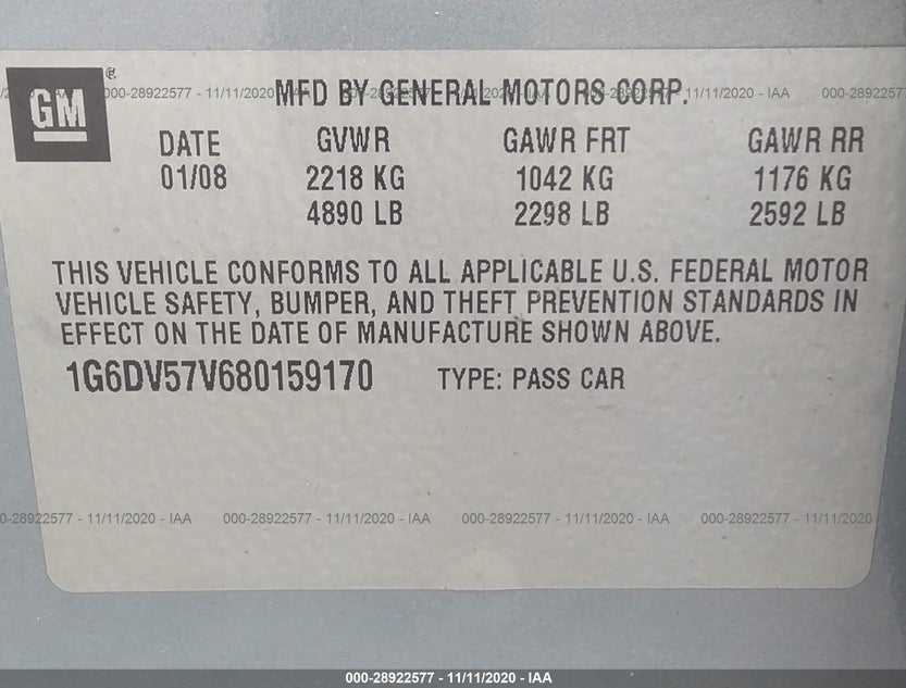 1G6DV57V680159170