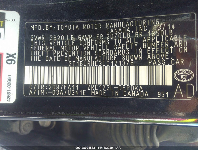 2T1BURHE3EC121376