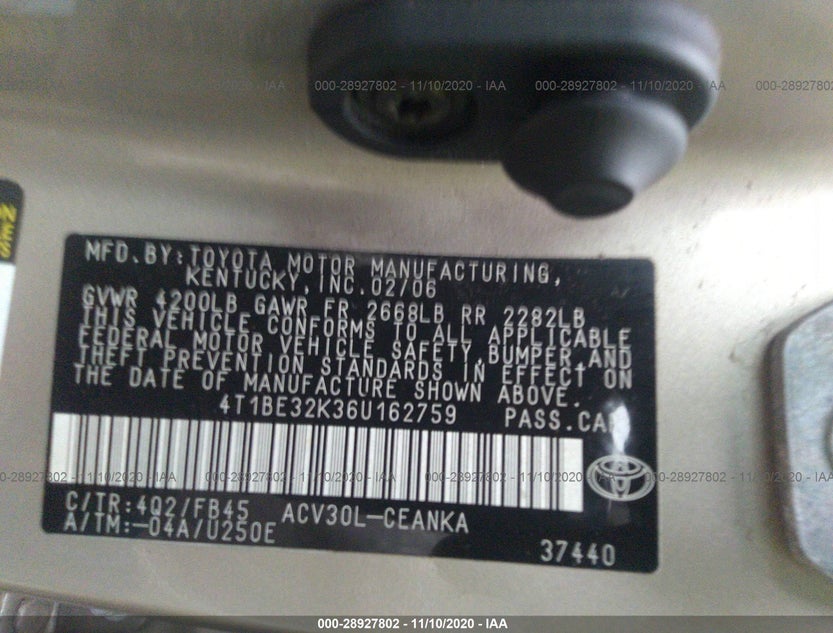 4T1BE32K36U162759
