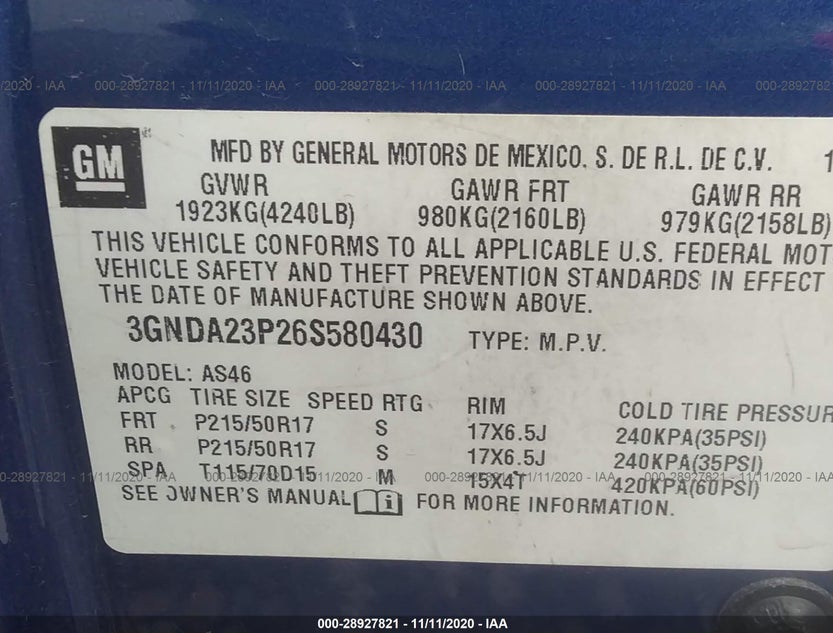 3GNDA23P26S580430