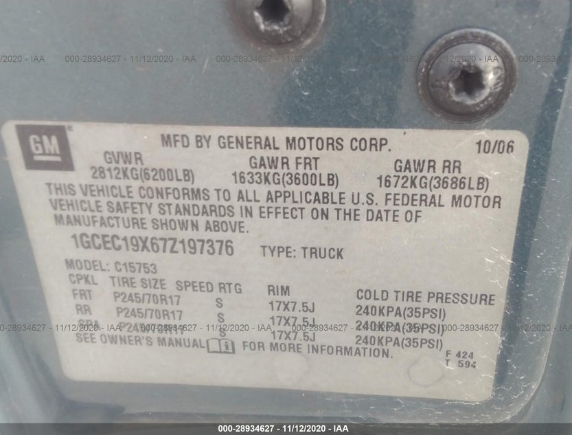 1GCEC19X67Z197376