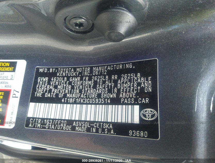 4T1BF1FK3CU593514