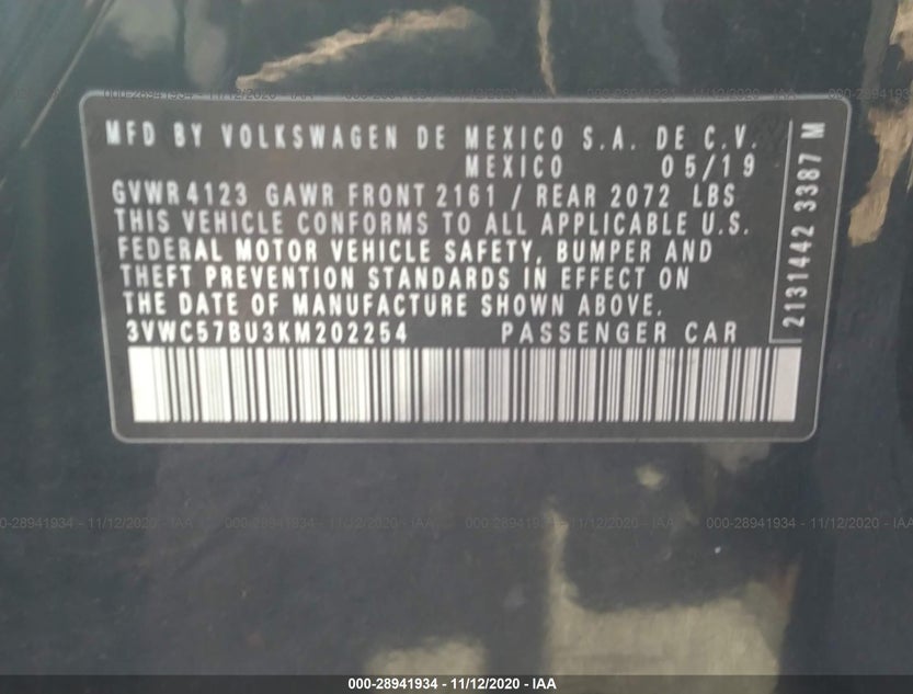 3VWC57BU3KM202254