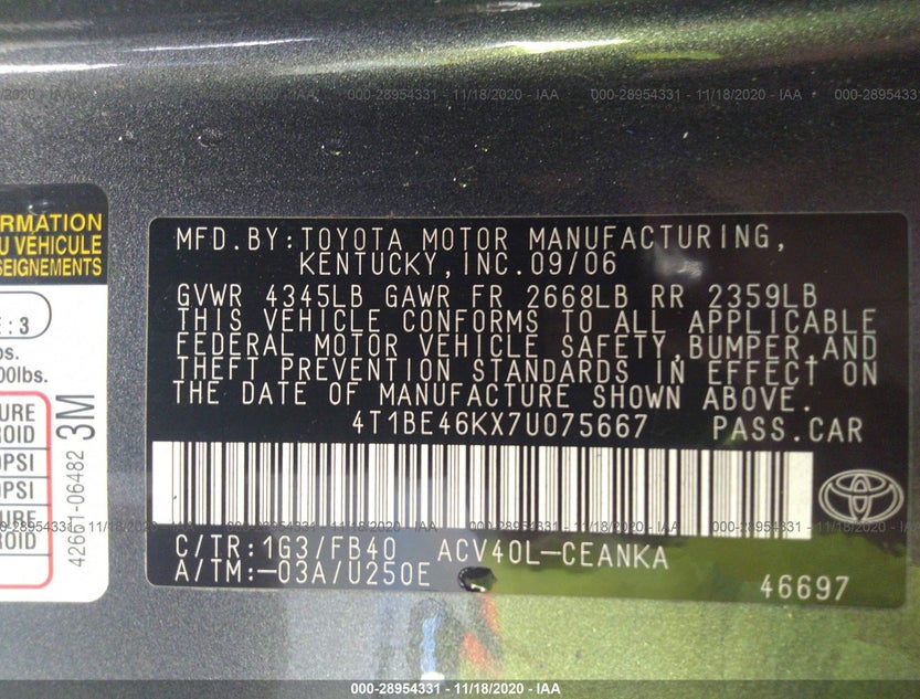4T1BE46KX7U075667