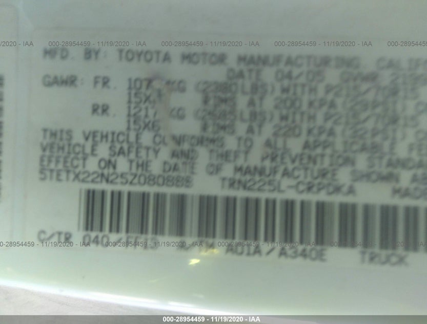 5TETX22N25Z080888