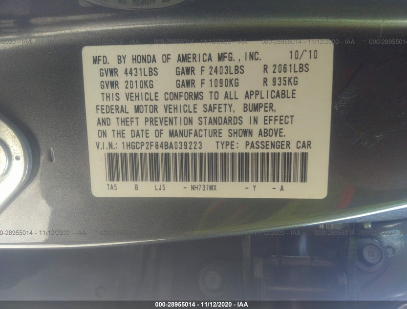 1HGCP2F84BA039223