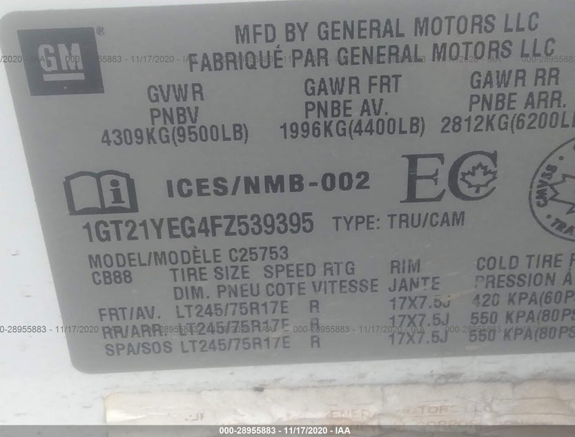 1GT21YEG4FZ539395