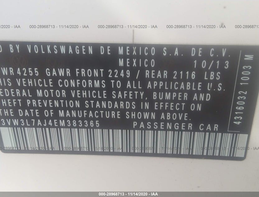 3VW3L7AJ4EM383365