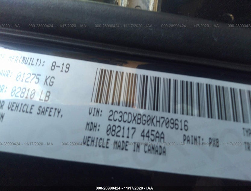 2C3CDXBG0KH709616