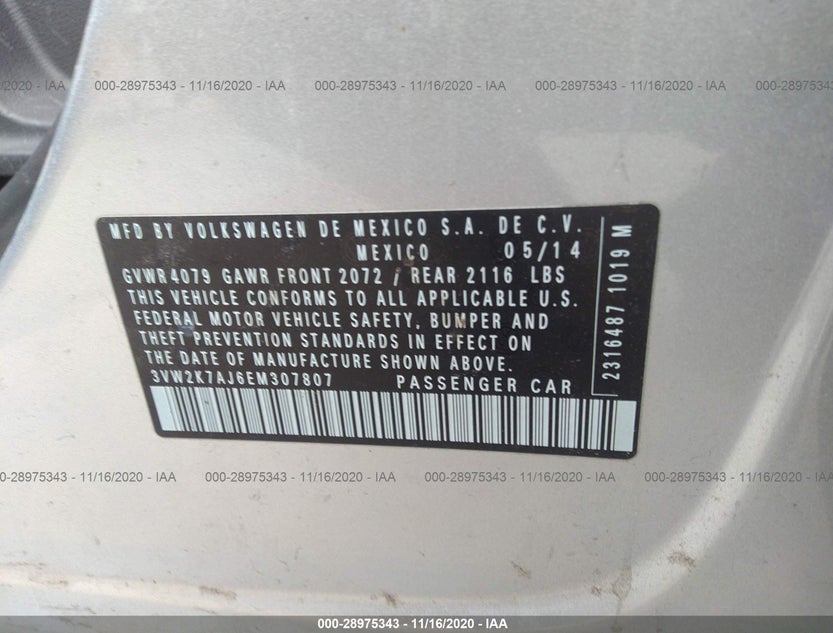 3VW2K7AJ6EM307807
