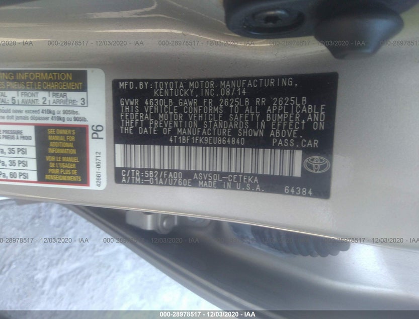 4T1BF1FK9EU864840