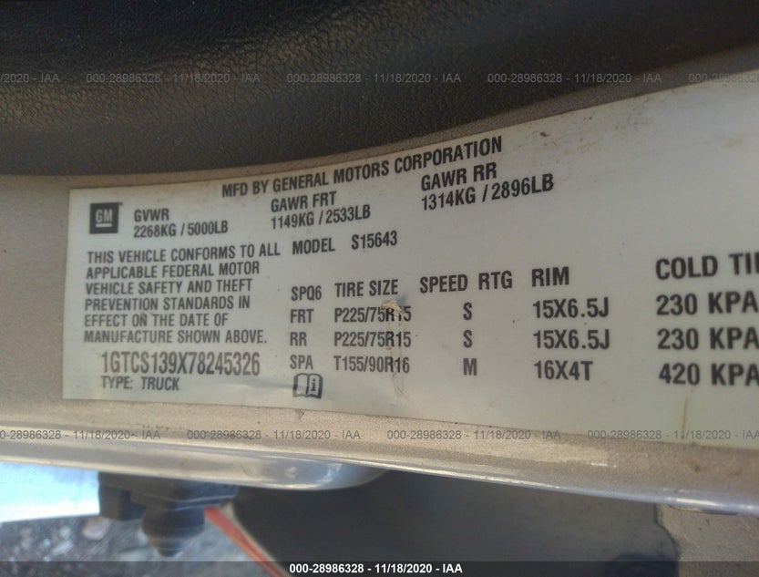 1GTCS139X78245326