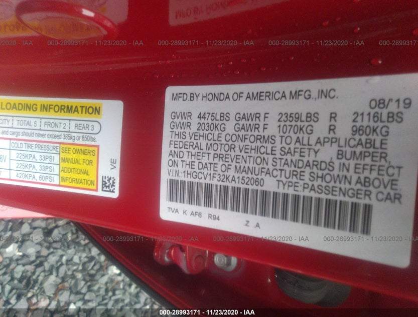 1HGCV1F32KA152060
