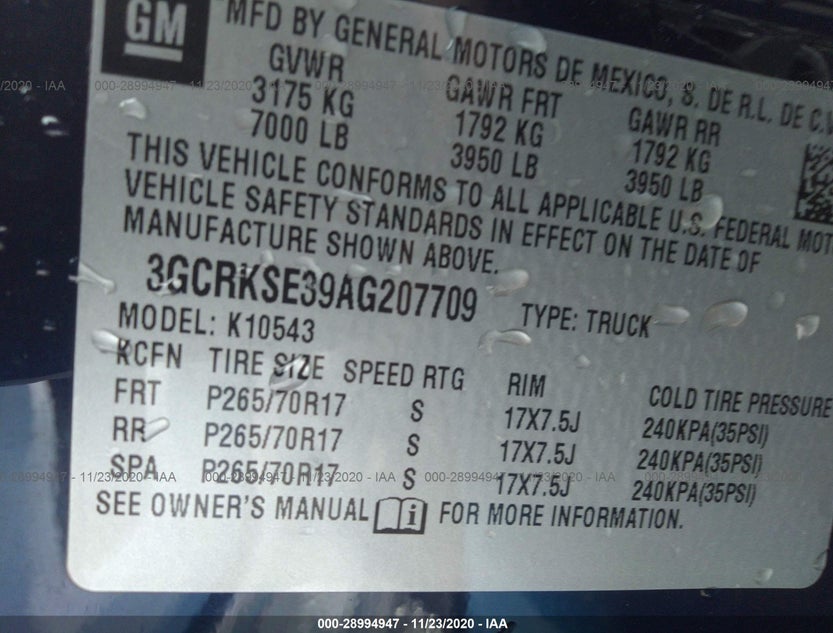 3GCRKSE39AG207709