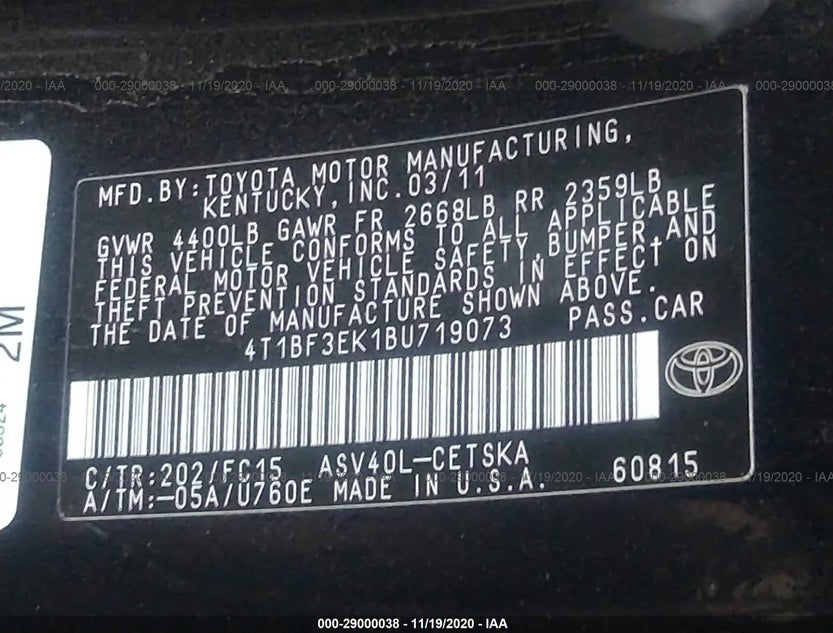 4T1BF3EK1BU719073