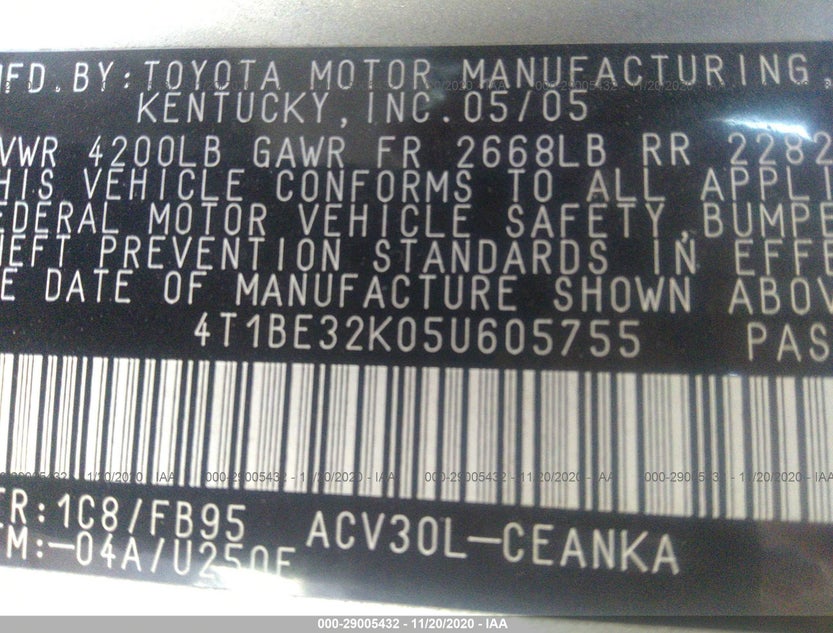 4T1BE32K05U605755