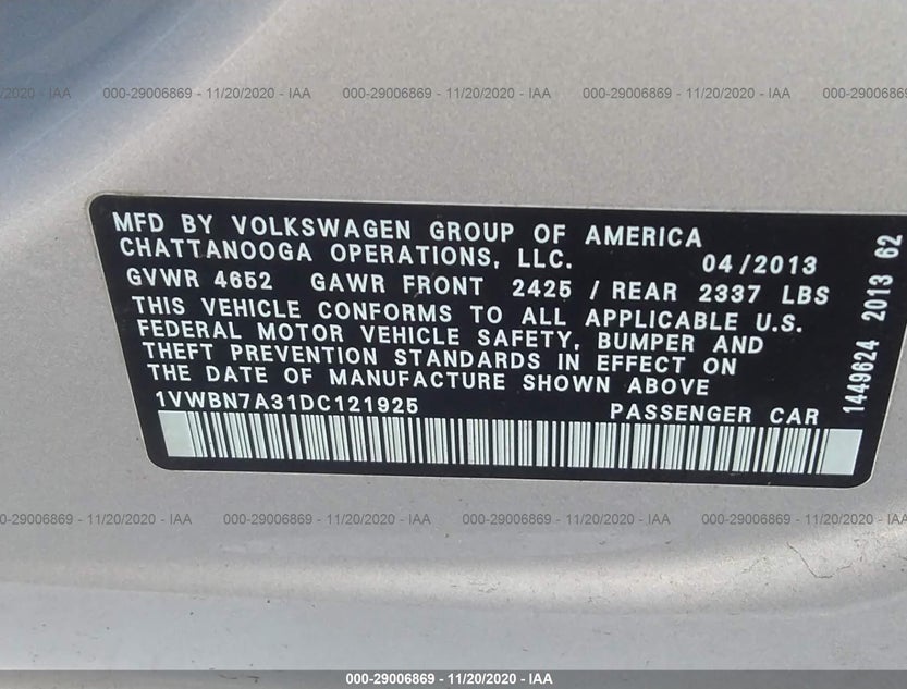1VWBN7A31DC121925