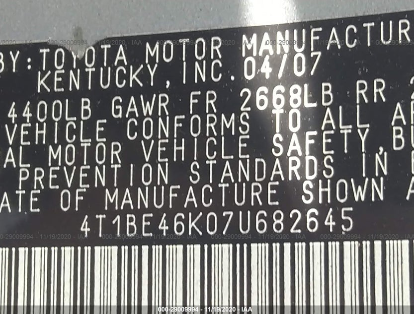 4T1BE46K07U682645