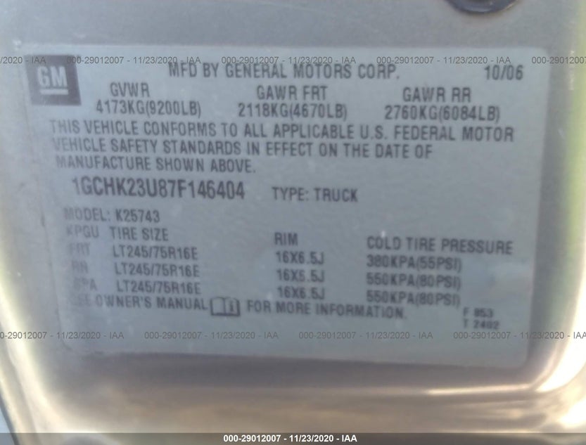 1GCHK23U87F146404