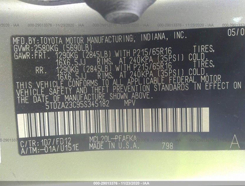5TDZA23C95S345182