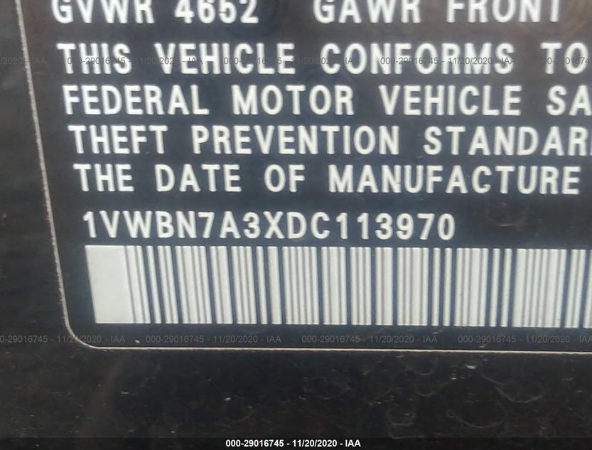 1VWBN7A3XDC113970