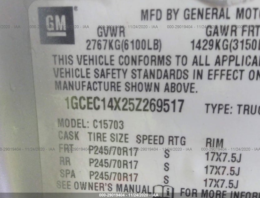 1GCEC14X25Z269517
