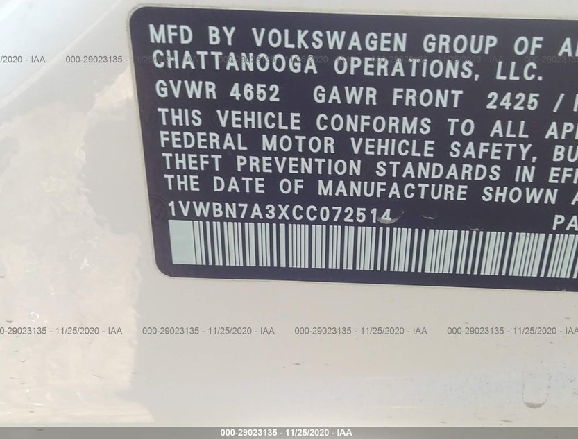 1VWBN7A3XCC072514