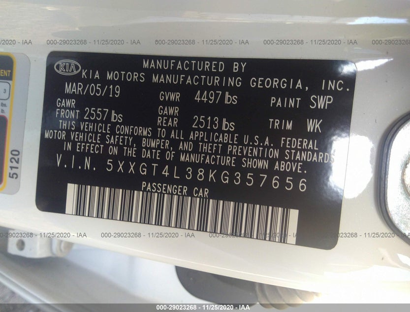5XXGT4L38KG357656