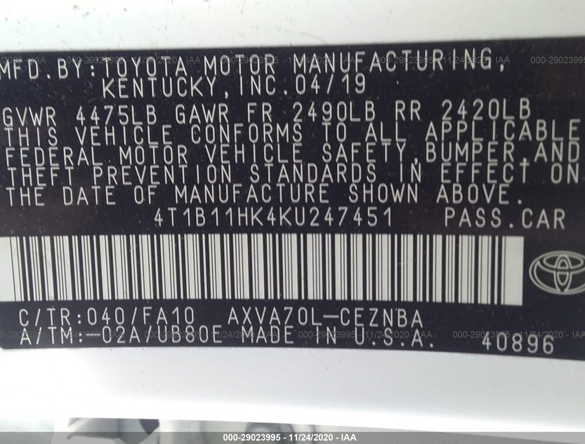 4T1B11HK4KU247451
