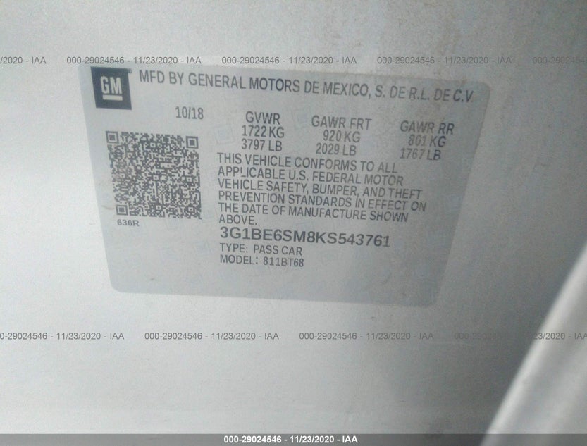 3G1BE6SM8KS543761