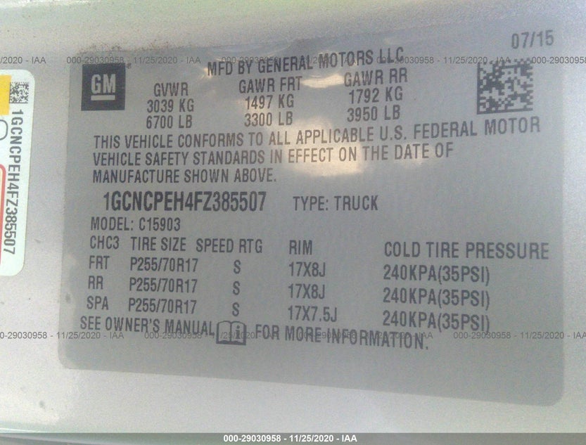1GCNCPEH4FZ385507