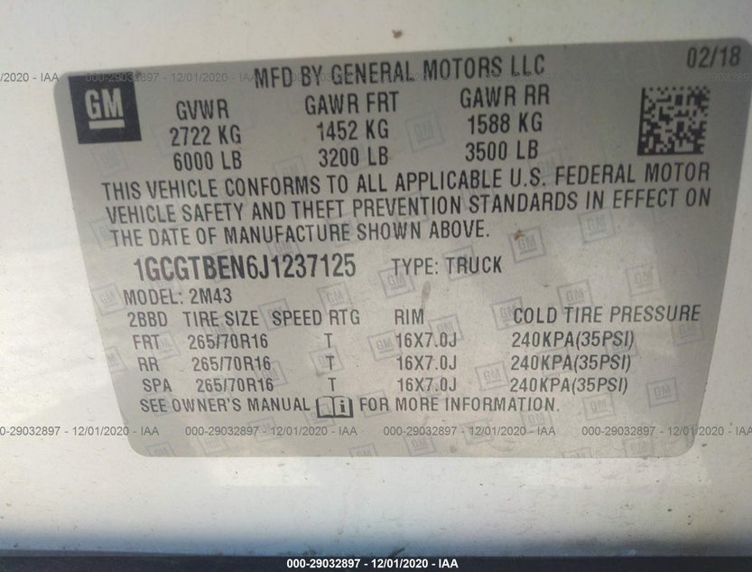 1GCGTBEN6J1237125