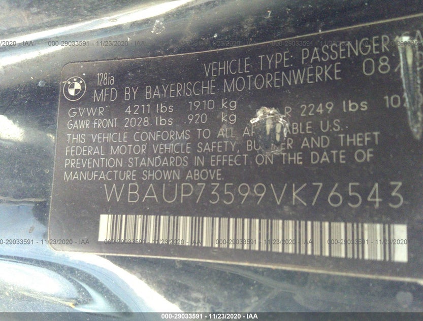 WBAUP73599VK76543