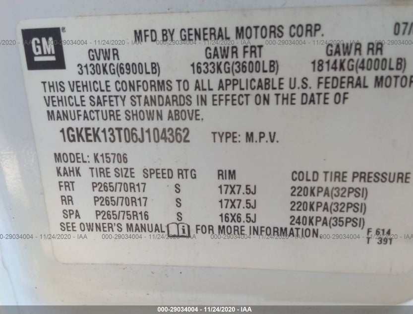 1GKEK13T06J104362