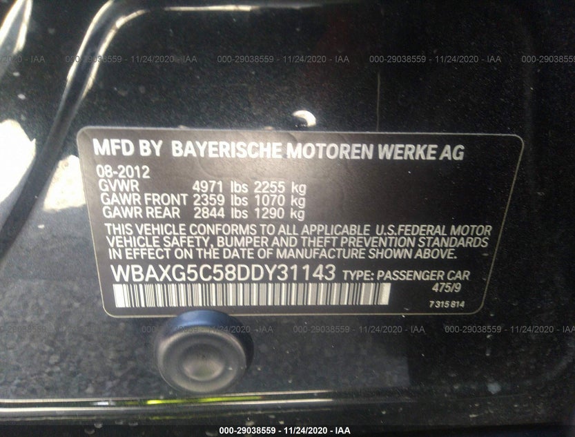 WBAXG5C58DDY31143