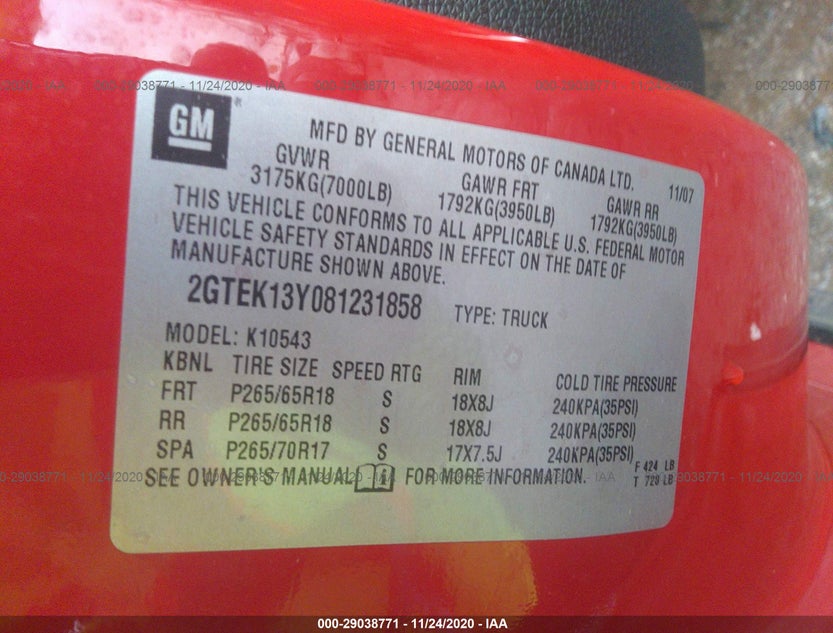 2GTEK13Y081231858