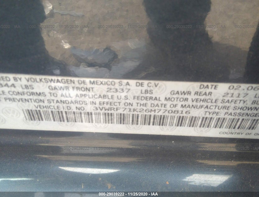 3VWRF71K26M770816